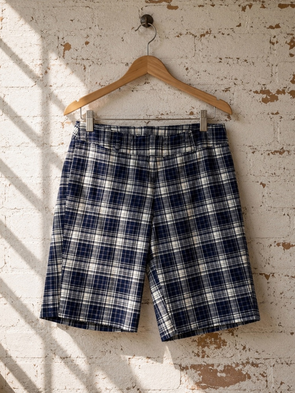 Vintage Y2K Skater Preppy Plaid Baggy Long Shorts 17 In